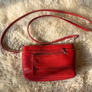 Genuine Red Leather Crossbody Purse